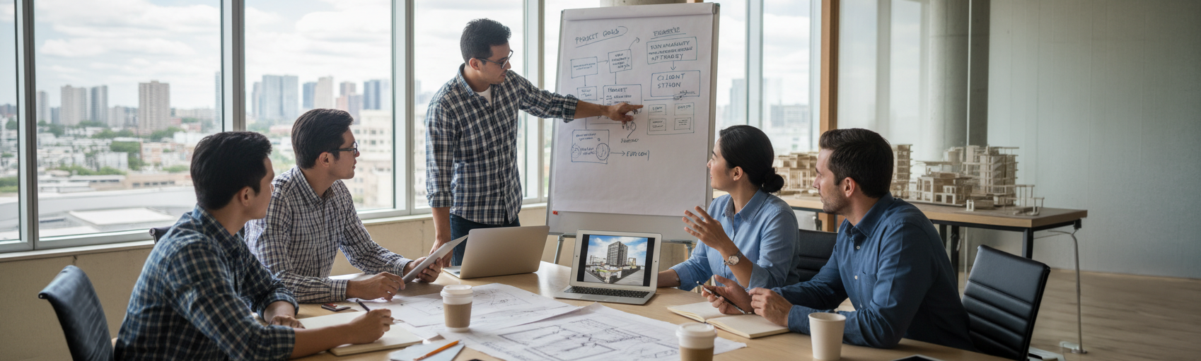Equipo de arquitectura evaluando decisiones estratégicas antes de definir el diseño de un proyecto.